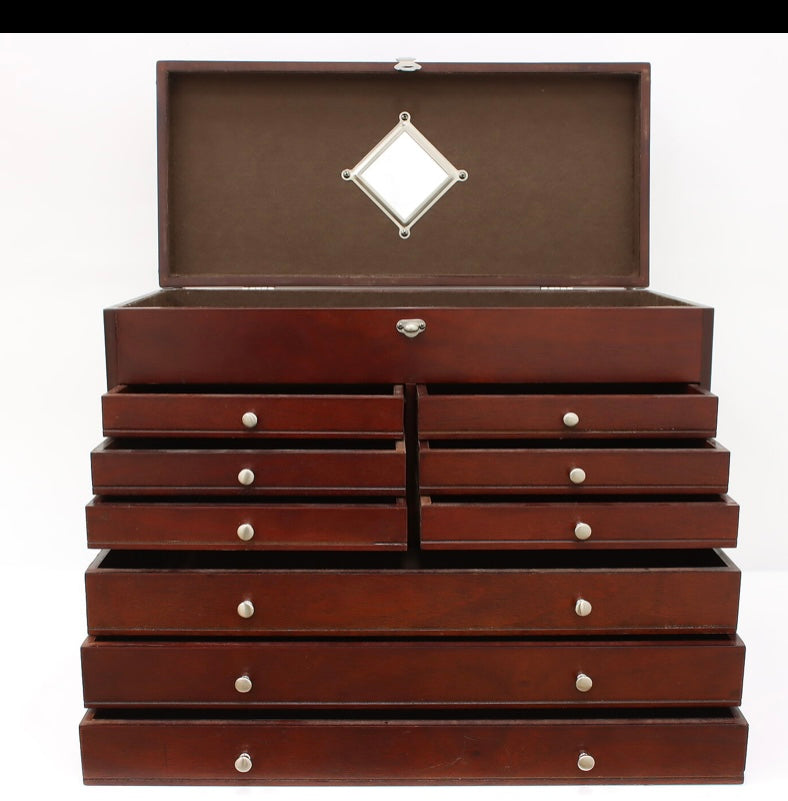 Jewelry or Collector Cabinet Mahogany Machinist Chest