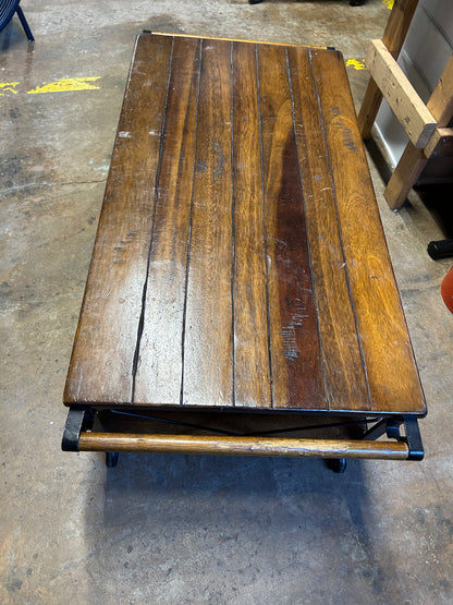 Brown ASRORI Four Wheel Cocktail Table,  Wood & Metal, Two Levels