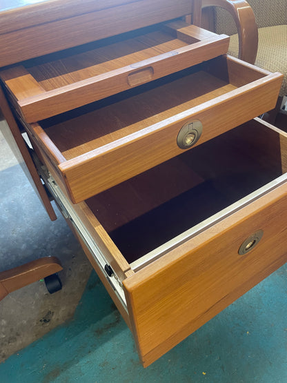 1970s Danish, Mid-Century Modern, Teak 2 Drawer Office Desk & 2 Drawer File Cabinet