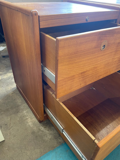 1970s Danish, Mid-Century Modern, Teak 2 Drawer Office Desk & 2 Drawer File Cabinet