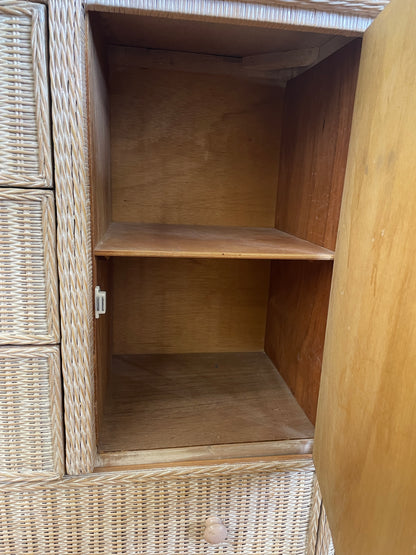 One Door Wicker Chifforobe with Five (5) Drawers